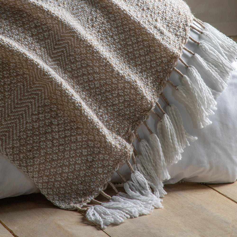 Woven Wrapped Tassel Throw Natural - NEST & FLOWERS